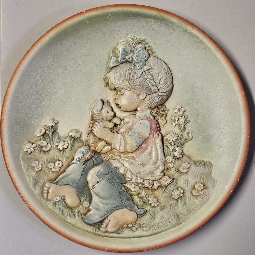 Vintage 1984 ANRI Sarah Kay Wall Plaque – "A Time for Secrets"